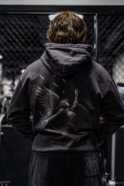 Acid Wash Falling Angel Hoodie
