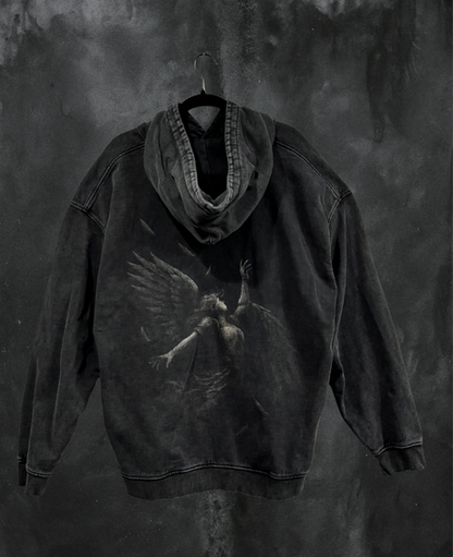 Acid Wash Falling Angel Hoodie