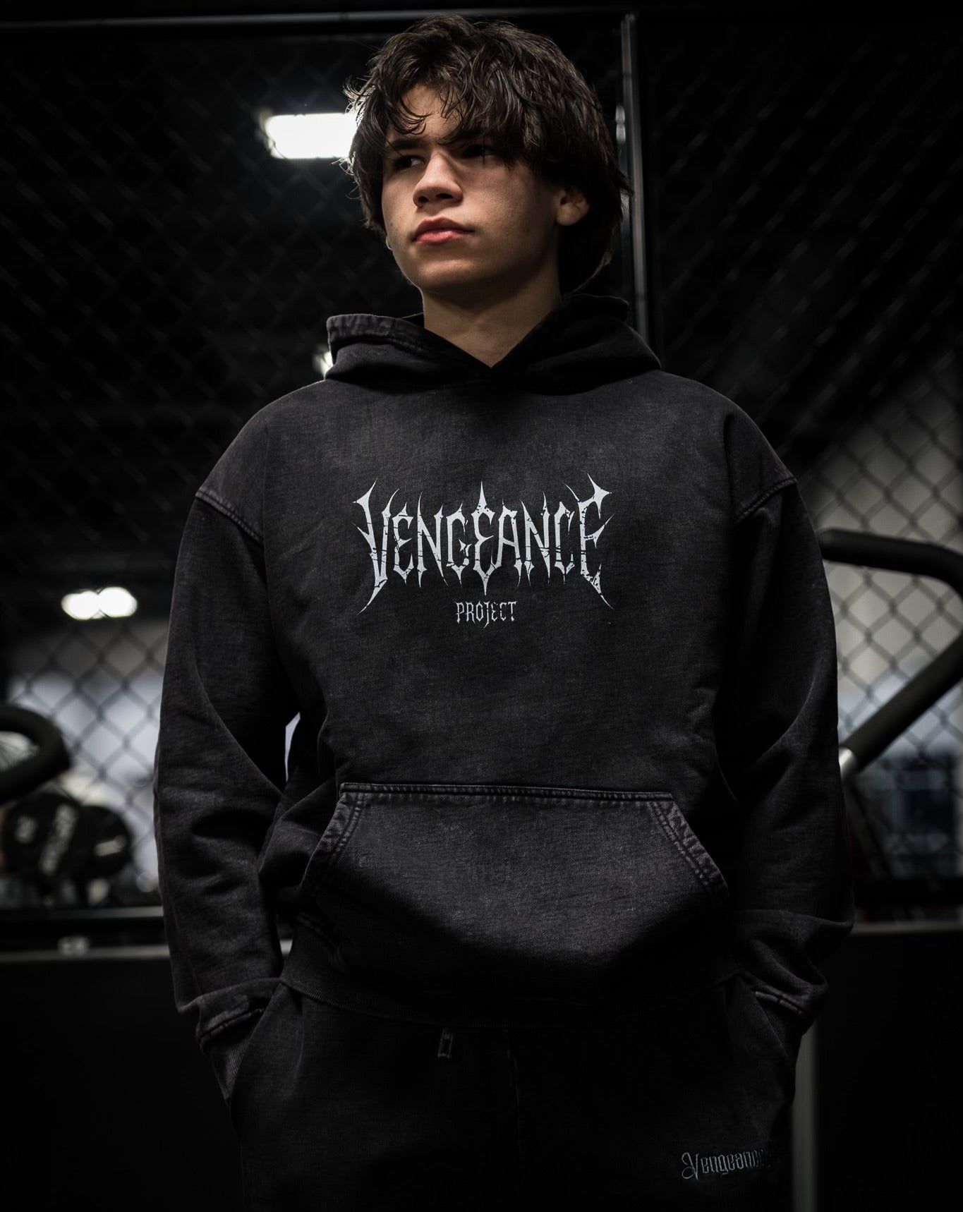 Acid Wash Falling Angel Hoodie