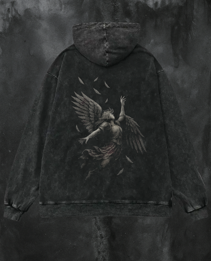 Acid Wash Falling Angel Hoodie